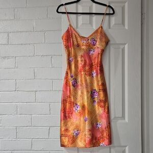 Maria Bonita Floral Orange and Purple Women's Dress Size Medium
